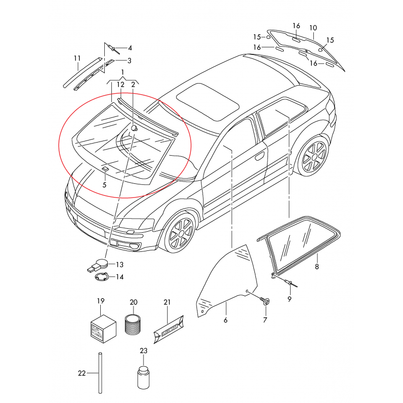 8P0845099K NVB SZYBA PRZEDNIA AUDI A3/S3 8P PAS CIEMNY ZIELONA ORYGINAŁ