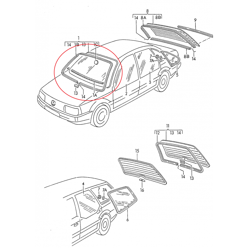 3A0845091 SZYBA CZOŁOWA PASSAT 1994 ORYGINAŁ