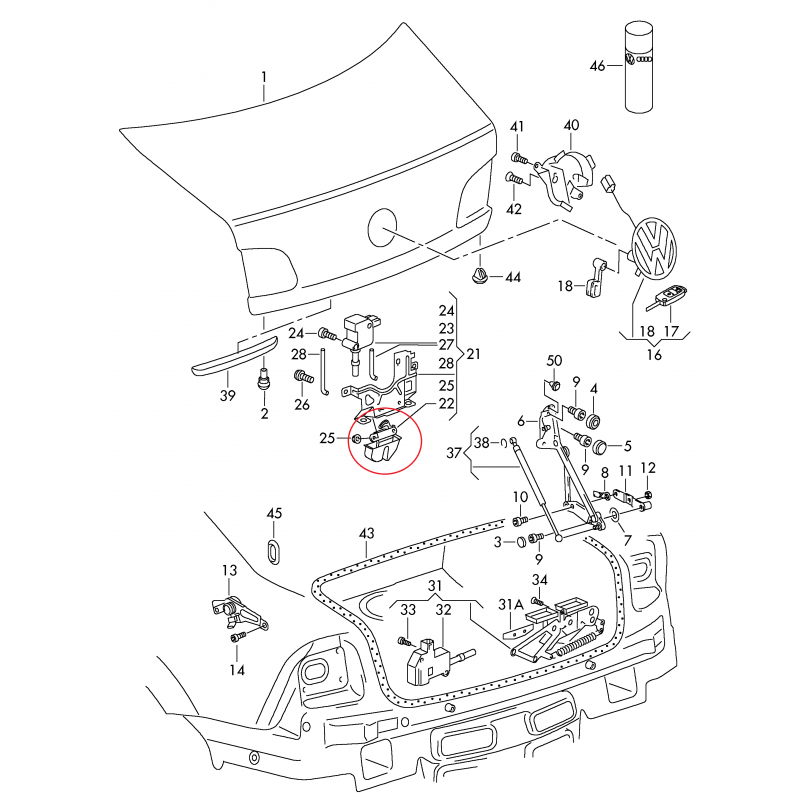 3D5827501E ZAMEK PHAETON VAG